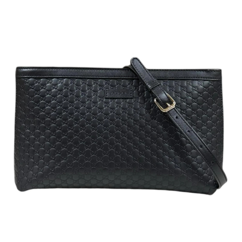 Gucci Outlet Microguccissima Shoulder Bag, Leather 607723, Black, Women's GUCCI